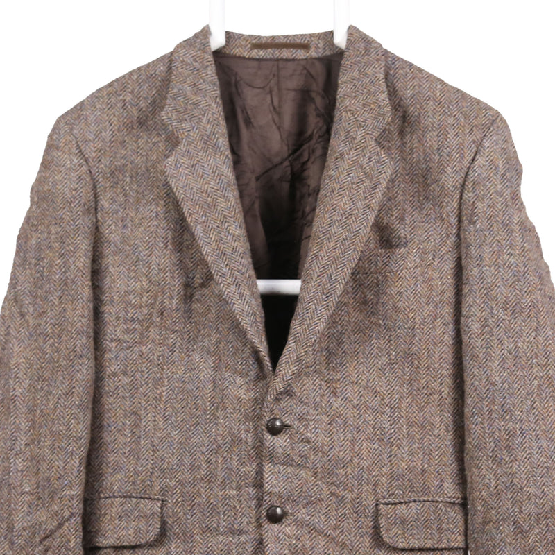 Harris Tweed 90's Tweed Wool Jacket Button Up Long Sleeve Blazer Medium Brown