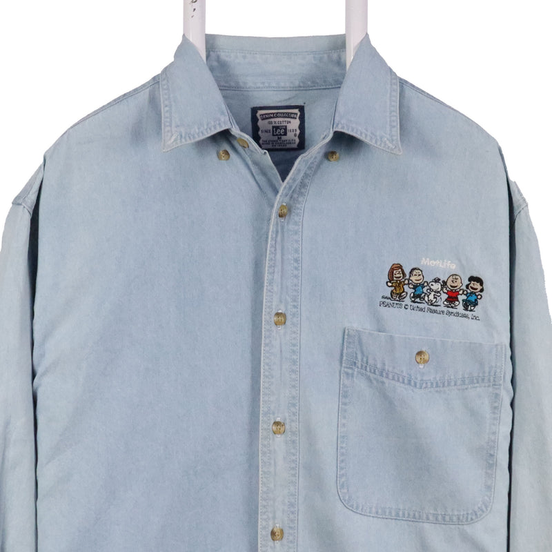 Denim 90's Denim Button Up Long Sleeve Shirt Medium Blue