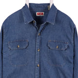Wrangler 90's Denim Button Up Long Sleeve Shirt Large Blue