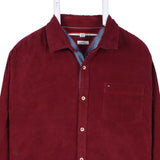 Tommy Hilfiger 90's Corduroy Button Up Long Sleeve Shirt Large Burgundy Red