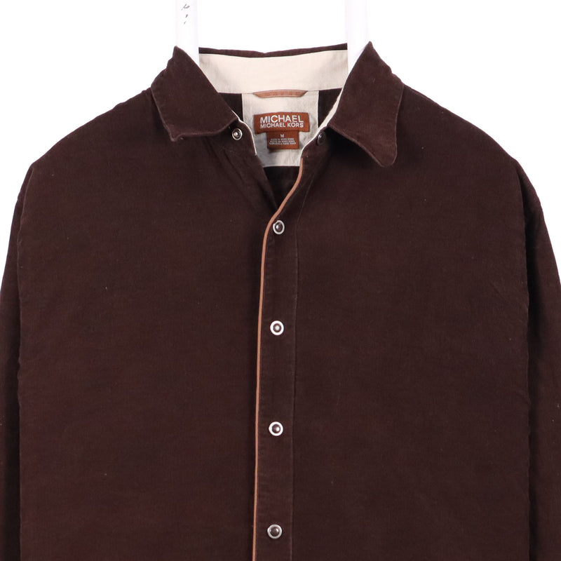 Micheal Kors 90's Corduroy Long Sleeve Button Up Shirt Medium Tan Brown
