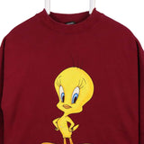 Warner Bros 90's Tweety Bird Crewneck Sweatshirt Large Burgundy Red