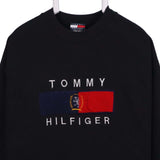 Tommy Hilfiger 90's Spellout Logo Heavyweight Crewneck Sweatshirt XLarge Black