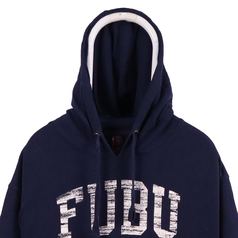 Fubu 90's Spellout Logo Pullover Hoodie Large Navy Blue