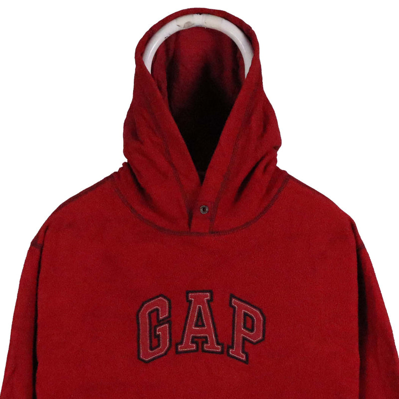Gap 90's Spellout Logo Fleece Pullover Hoodie XSmall Burgundy Red