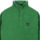 Adidas 90's Quarter Button Spellout Logo Fleece Jumper Small Green