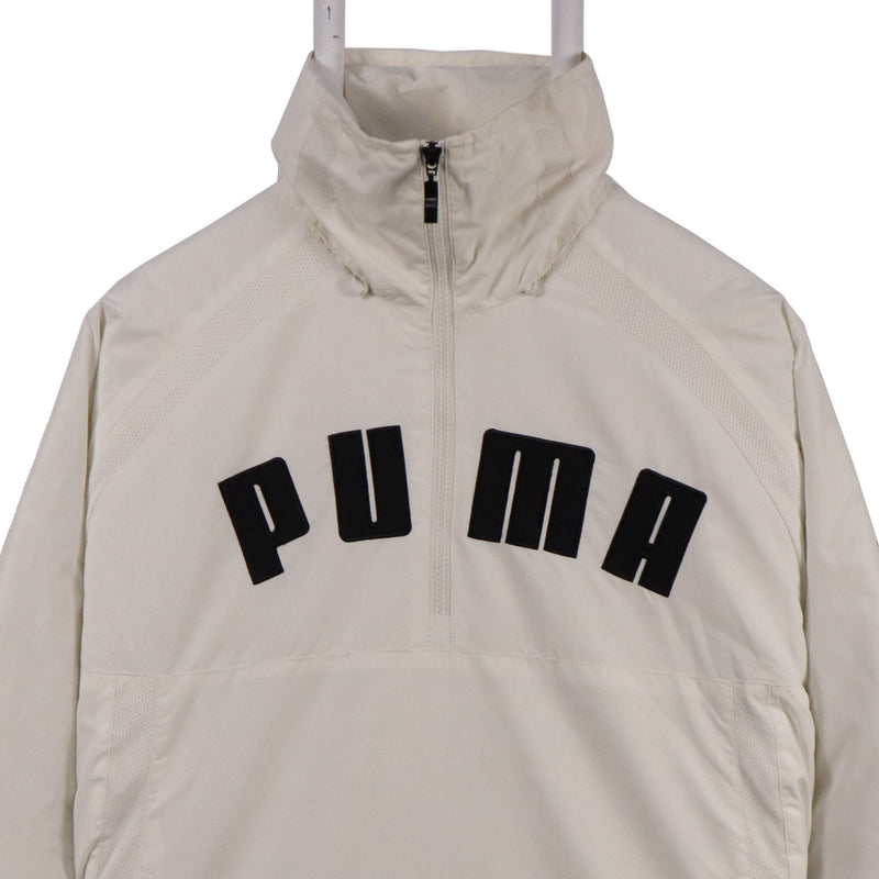 Puma 90's Quarter Zip Spellout Logo Bomber Jacket XLarge White