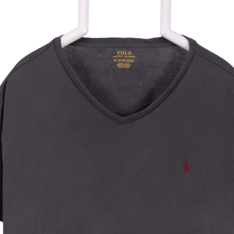 Polo Ralph Lauren 90's Short Sleeve Single Stitch V Neck T Shirt XLarge Grey
