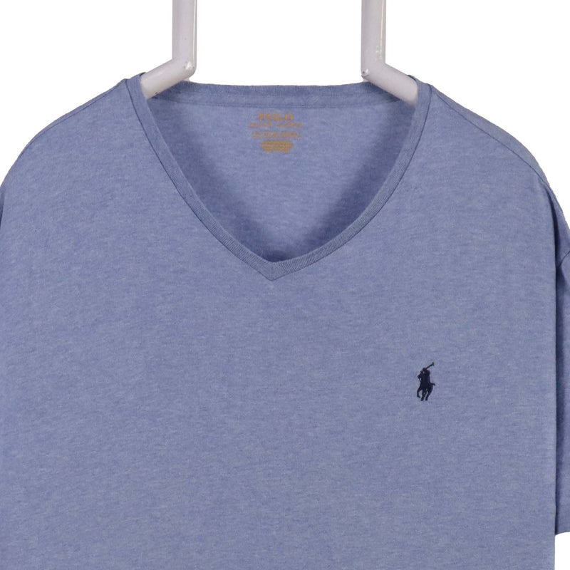Polo Ralph Lauren 90's V Neck Short Sleeve T Shirt XLarge Blue