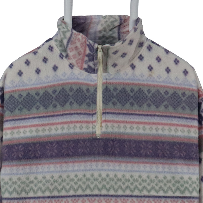 EVR 90's Quarter Zip Long Sleeve Aztec Fleece Jumper Large Pink