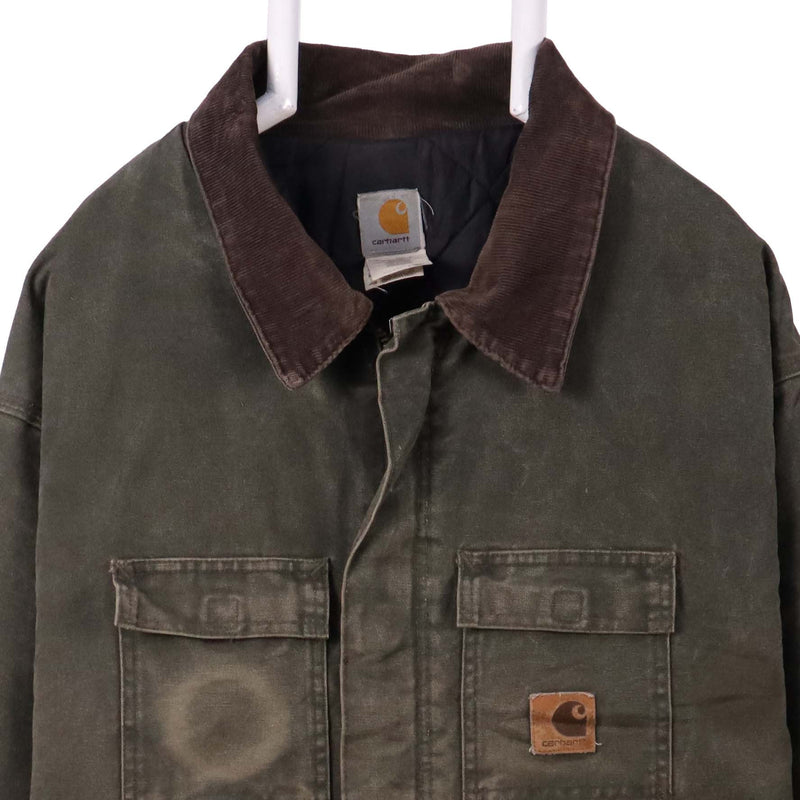 Carhartt 90's Detroit Hooded Zip Up Workwear Jacket XXXXLarge (4XL) Green