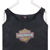 Harley Davidson 90's stone wash Graphic Back Print Vests XLarge Black