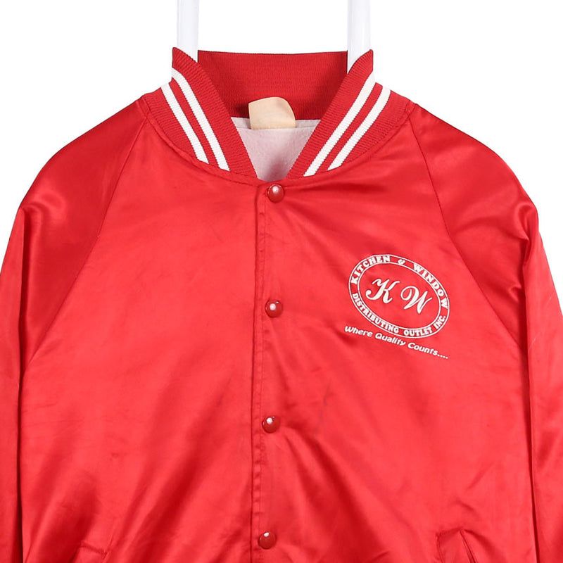 Auburn 90's Nylon Shell Button Up Varsity Jacket Large Red