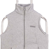 Columbia 90's Fleece Spellout Logo Zip Up Vest Sleeveless Gilet XSmall Grey