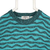 Saturdays 90's Knitted Crewneck Jumper / Sweater Small Blue