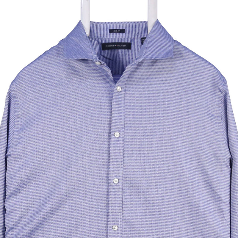Tommy Hilfiger 90's Long Sleeve Button Up Plain Shirt Medium Purple