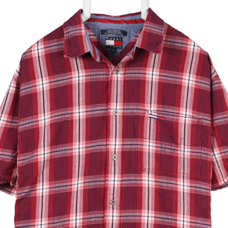 Tommy Hilfiger 90's Button Up Short Sleeve Check Shirt XLarge Red