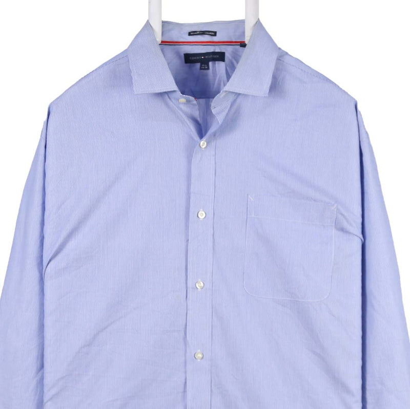 Tommy Hilfiger 90's Long Sleeve Button Up Plain Shirt Large Blue