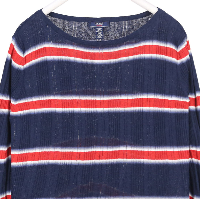 Chaps 90's Crewneck Long Sleeve Striped Jumper XLarge Blue