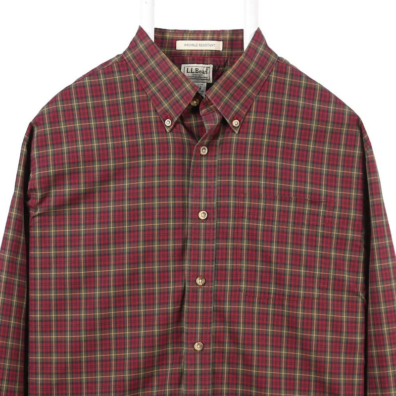 L.L.Bean 90's Long Sleeve Check Shirt Large Red