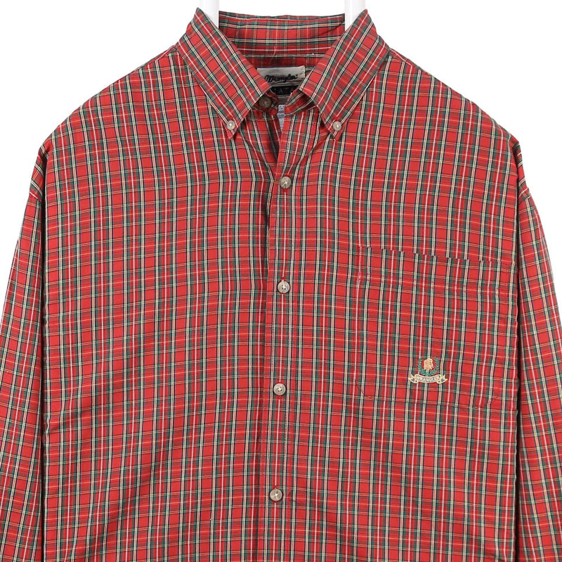 Wrangler 90's Long Sleeve Button Up Check Shirt Large Red