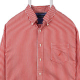 Nautica 90's Long Sleeve Button Up Striped Shirt XLarge Red