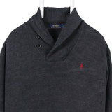 Polo by Ralph Lauren 90's Quarter Button Knitted Long Sleeve Sweatshirt Large Grey