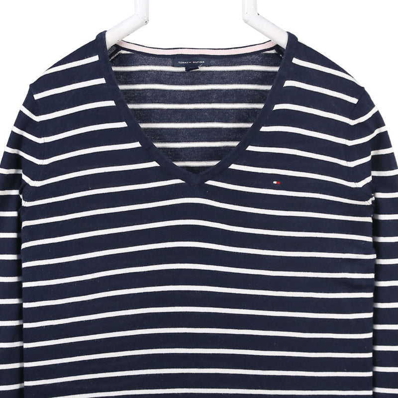 Tommy Hilfiger 90's V Neck Knitted Long Sleeve Sweatshirt Medium Blue