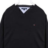 Tommy Hilfiger 90's V Neck Knitted Long Sleeve Sweatshirt Large Black