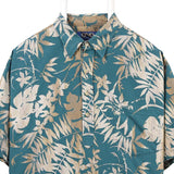 ONO & Company 90's Hawaiian Pattern Short Sleeve Button Up Shirt Large Blue