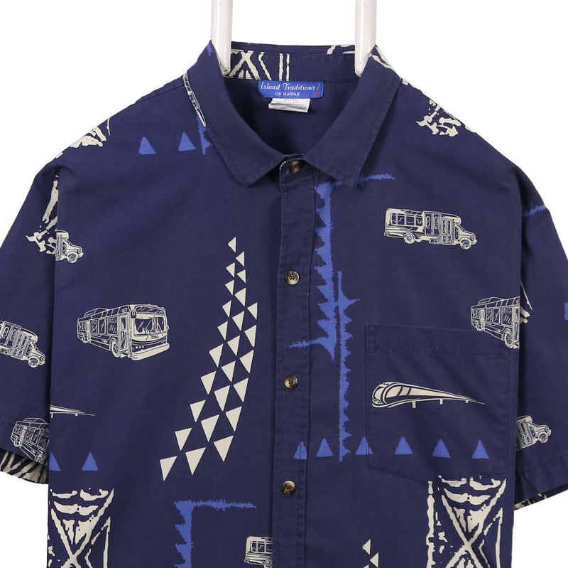Hawaii 90's Hawaii Short Sleeve Button Up Shirt Medium Blue
