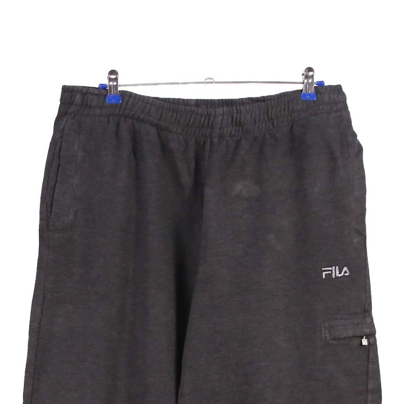 Fila 90's Elasticated Waistband Drawstrings Straight Leg Bootcut Trousers / Pants Medium Black