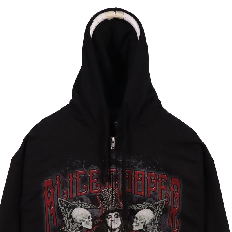 Tultex 90's Hooded Zip Up Printed Hoodie Large Black