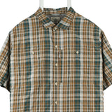 L.L.Bean 90's Short Sleeve Button Up Check Shirt Large Brown