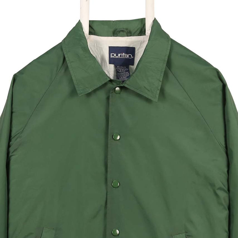 Puritan 90's Button Up Nylon Sportswear Windbreaker Jacket Small Green