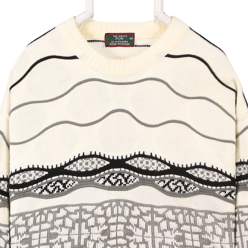 The Mens Store 90's Coogi Style Knitted Jumper / Sweater XXLarge (missing sizing label) White