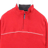 Nautica Jeans 90's Quarter Zip Warm Fleece Jumper Large Red