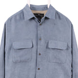 Consensus 90's Suede Features Button Up Long Sleeve Shirt Medium Blue