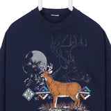 Vintage club 90's Deer Crewneck Sweatshirt Medium (missing sizing label) Navy Blue