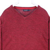Nautica 90's Knitted V Neck Jumper / Sweater Large Burgundy Red
