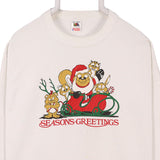 Fruit of the Loom 90's Seasons Greetings Crewneck Sweatshirt XXLarge (2XL) White