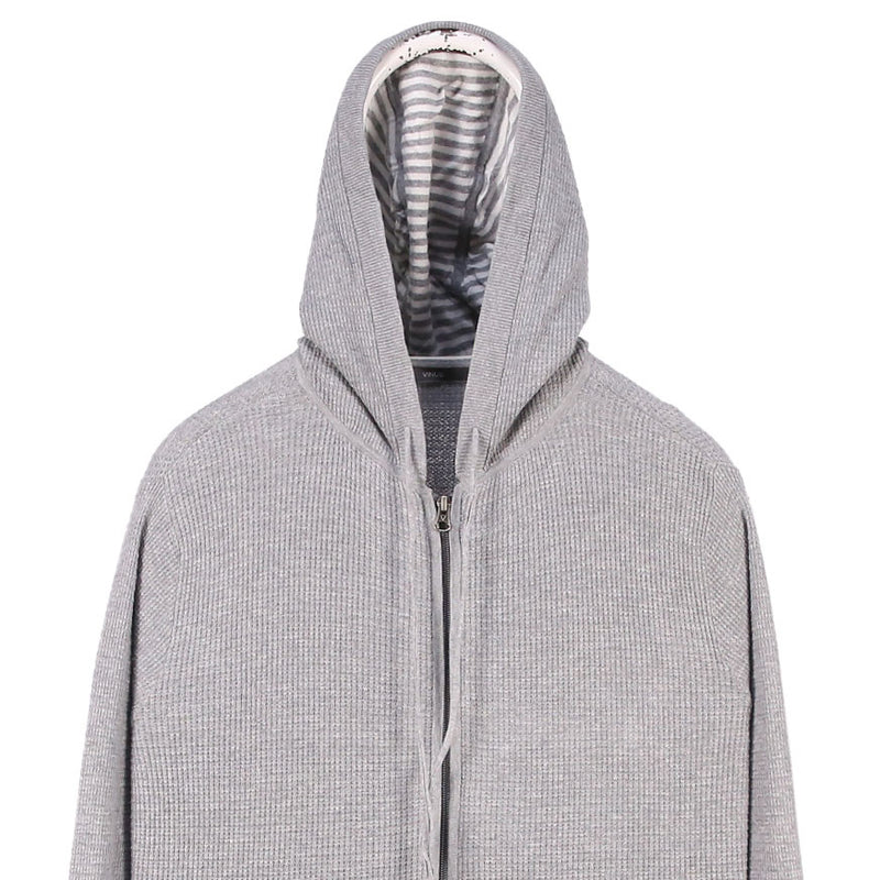 Vince 90's Hooded Zip Up Knitted Hoodie Small Grey