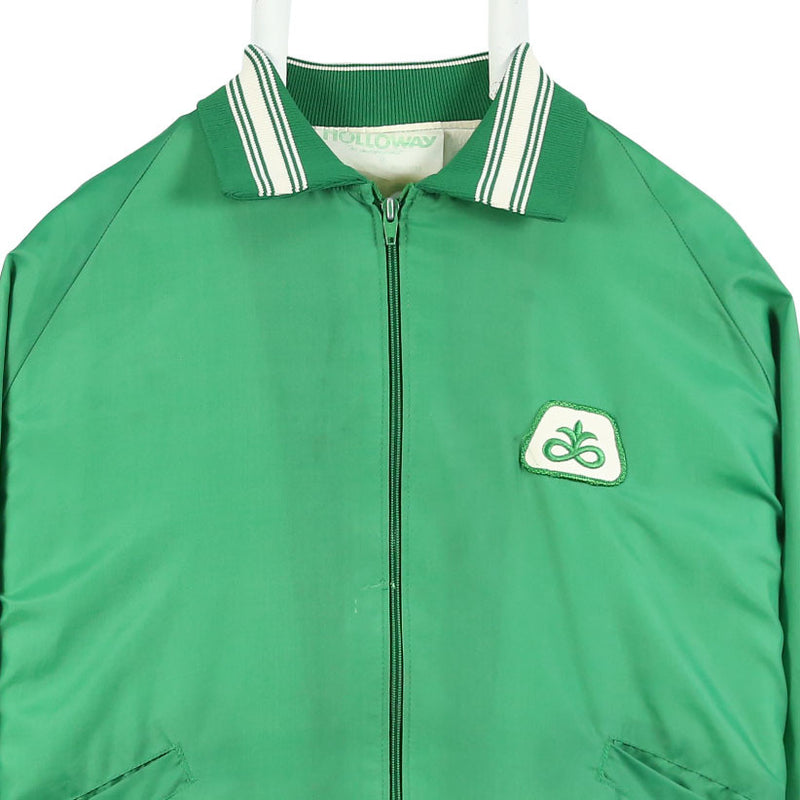 HELLOWAY 90's Zip Up Nylon Sportswear Varsity Jacket Medium Green