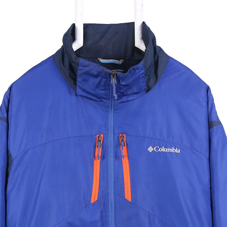 Columbia Sport 90's Spellout Logo Zip Up Waterproof Windbreaker Jacket XXLarge (2XL) Blue