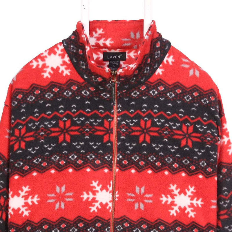 Lavon 90's Aztec Zip Up Fleece XLarge Red