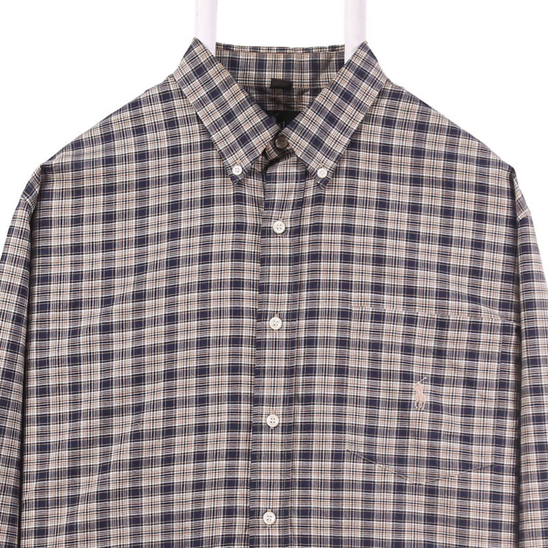 Ralph Lauren 90's Check Long Sleeve Button Up Shirt XLarge Brown