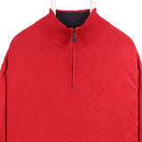 Nautica 90's Quarter Zip Knitted Jumper / Sweater XLarge Red