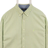 Nautica 90's Long Sleeve Button Up Striped Shirt XLarge Green