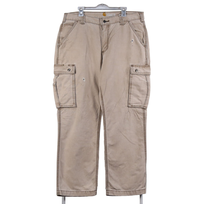 Carhartt 90's Carpenter Workwear Cargo Baggy Trousers / Pants 36 Beige Cream