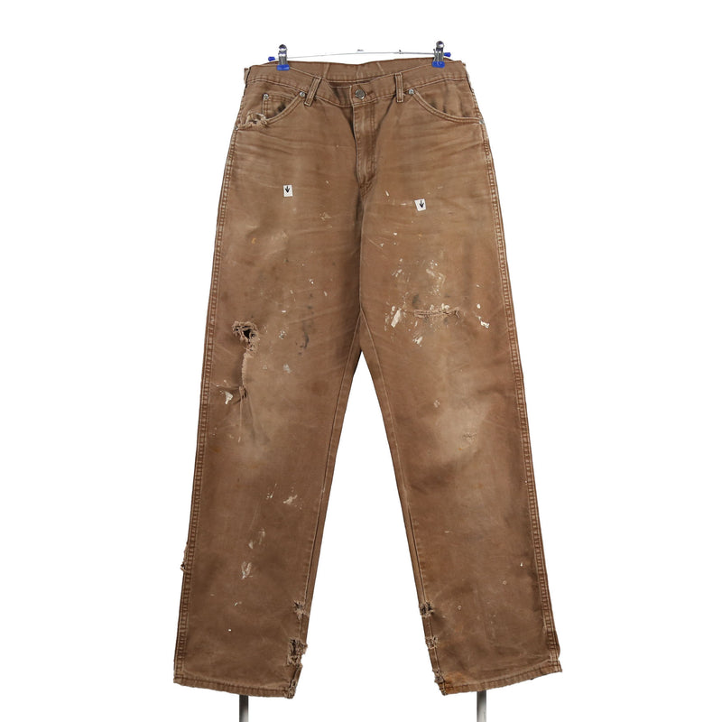 Dickies 90's Carpenter Workwear Denim Straight Leg Trousers / Pants 34 Brown